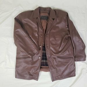 Raffaelo brand brown leather jacket with zip out l